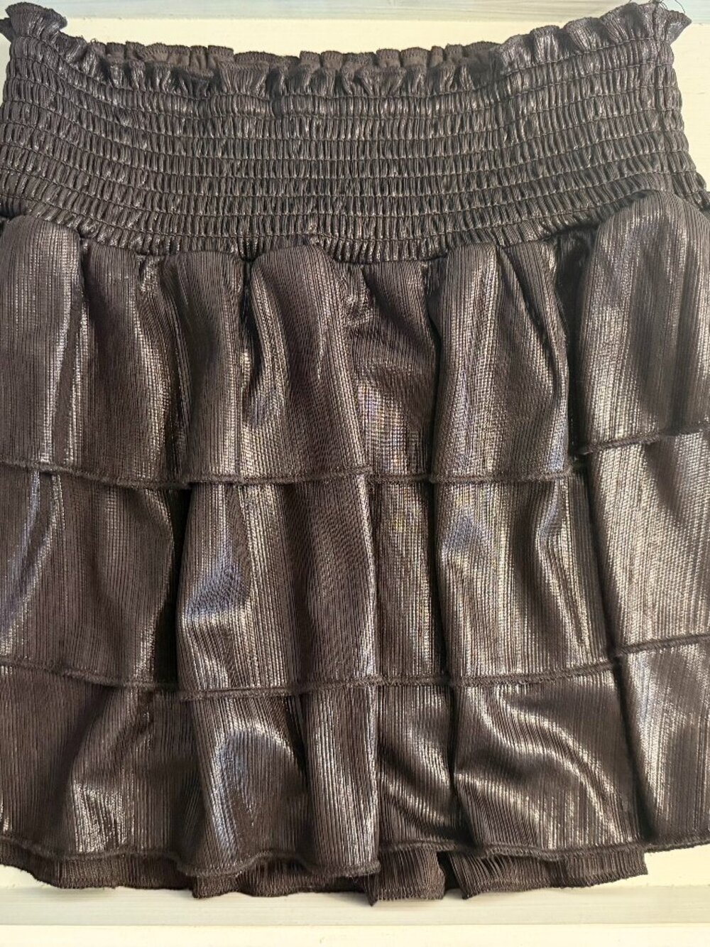 Katie J NYC Girls Tiered Skirt Black Shimmer Small